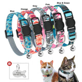 Cute Print Breakaway Cat Collar with Personalized ID Tags for Kitty Puppy Small Dogs