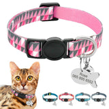 Cute Print Breakaway Cat Collar with Personalized ID Tags for Kitty Puppy Small Dogs