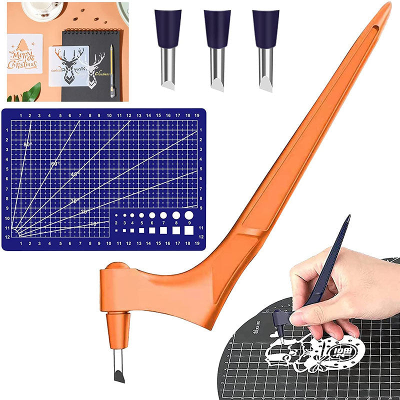 360-Degree Craft Cutting Gyro Cutting Stainless Steel Knife Tool with 3 Blades