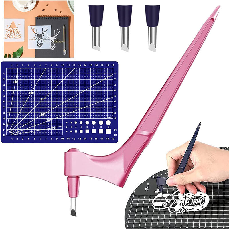 360-Degree Craft Cutting Gyro Cutting Stainless Steel Knife Tool with 3 Blades