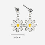 Delicate Daisy Sunflower Pendant S925 Silver Stud Earrings