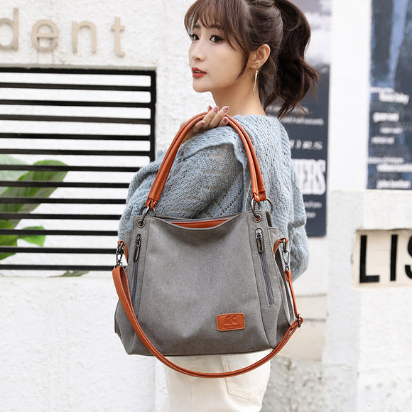 Fashion Designer Shoulder Crossbody Messenger Canvas Cloth Handbag Convertible Bag