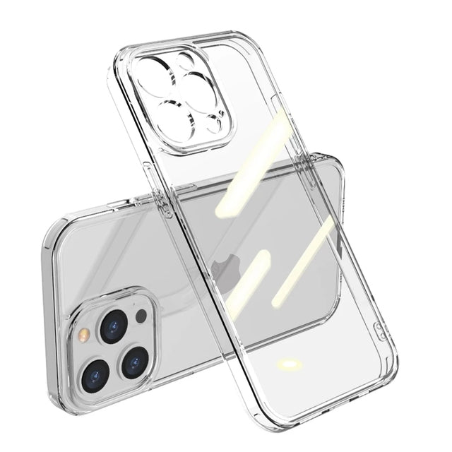 Diamond Clear Tempered Glass Case with Soft Bumper For iPhone Series