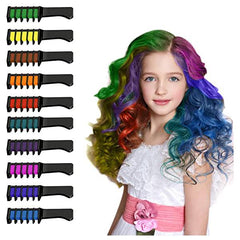 10 Bright Disposable Temporary Washable Hair Color Dye Chalk Comb