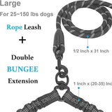 360 Swivel Dual Double Dog Leash with Tangle Free Shock Absorbing Bungee