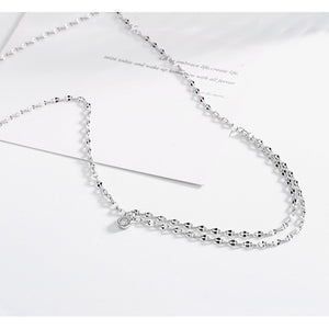 Double Layered Glitter Lozenge 925 Sterling Silver Choker Necklace