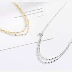 Double Layered Glitter Lozenge 925 Sterling Silver Choker Necklace