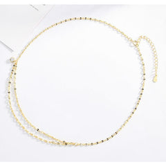 Double Layered Glitter Lozenge 925 Sterling Silver Choker Necklace