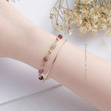 Double Layered Natural Crystal Stone Bangle Good Luck Bracelet