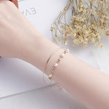 Double Layered Pearl Cuff Bangle Good Luck Bracelet