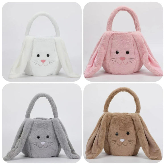 Easter Bunny Basket Long Ear Plush Handbag Egg Candy Baskets Tote Bag