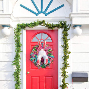 Easter Rabbit Bunny Wreaths with Butt Ears for Door Porch Wall Farmhouse Decor