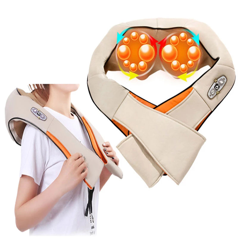 Electric Neck Shoulder Back Massager Infrared Heated Car Home Massagem