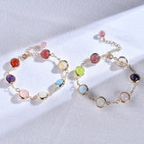 Elegant 7 Color Natural Quartz Crystal Stone Chain Bracelet