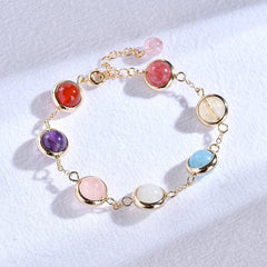 Elegant 7 Color Natural Quartz Crystal Stone Chain Bracelet