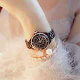 Bee Sister Elegant Ceramics Drilling Machine Wristwatch Nice Dress Watch
