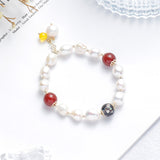 Elegant Freshwater Cultured Pearl Agate Crystal Stone Good Luck Bracelet