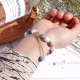 Elegant Freshwater Cultured Pearl Blue Crystal Stone Good Luck Bracelet