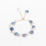 Elegant Freshwater Cultured Pearl Blue Crystal Stone Good Luck Bracelet