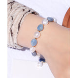 Elegant Freshwater Cultured Pearl Blue Crystal Stone Good Luck Bracelet