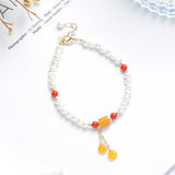 Elegant Freshwater Cultured Pearl Yellow Jade Crystal Stone Good Luck Bracelet