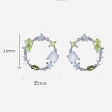 Elegant Green Cubic Zirconia Circle Wreath S925 Silver Stud Earrings