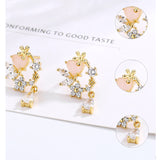 Elegant Rhinestone Flower Crystal Wreath S925 Silver Stud Earrings