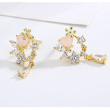 Elegant Rhinestone Flower Crystal Wreath S925 Silver Stud Earrings