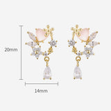 Elegant Rhinestone Flower Crystal Wreath S925 Silver Stud Earrings
