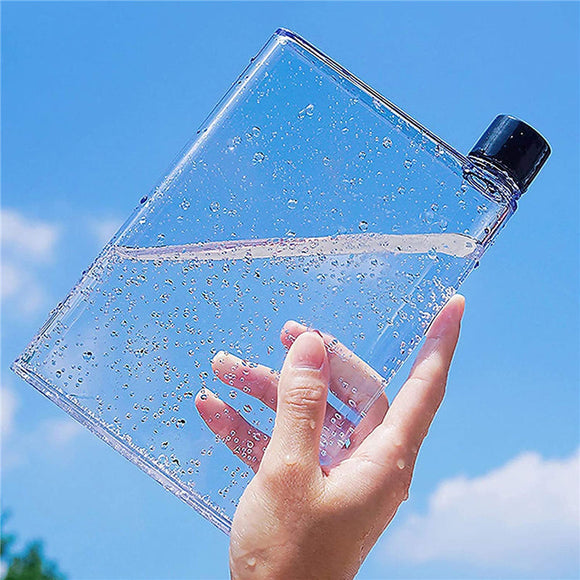 Clear Reusable Slim Flat Water Bottle 420ML