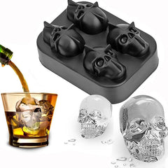 Flexible Silicone Ice Cube Trays 3D Skull Ice Cubes Mold