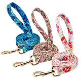 Floral Print Personalized Dog Tag Collar Leash Free Engrave Nameplate