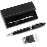 Free Engraving Personalized Expert Black Roller Ballpoint Pen with 8 Refills