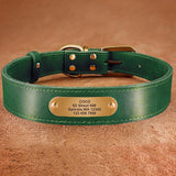 Genuine Leather Personalized ID Dog Collars Free Engrave Nameplate