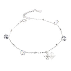 Glitter Flow Snowflake Cubic Zirconia 925 Sterling Silver Chain Bracelets