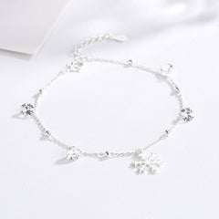 Glitter Flow Snowflake Cubic Zirconia 925 Sterling Silver Chain Bracelets