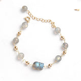 Gray Moonstone Blue Feng Shui Pixiu/Piyao Good Luck Wealth Bracelet