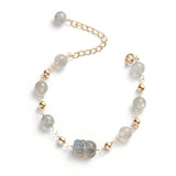 Gray Moonstone Blue Feng Shui Pixiu/Piyao Good Luck Wealth Bracelet