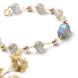 Gray Moonstone Blue Feng Shui Pixiu/Piyao Good Luck Wealth Bracelet