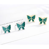 Green Butterfly Tiny 925 Sterling Silver Stud Earrings