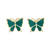Green Butterfly Tiny 925 Sterling Silver Stud Earrings