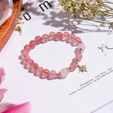 Half Moon Eight Star Natural Strawberry Crystal Stone Beaded Bracelet