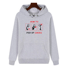 Funny Humor Print Hoodie How To Pick Up Chicks Hooded Sweatshirt