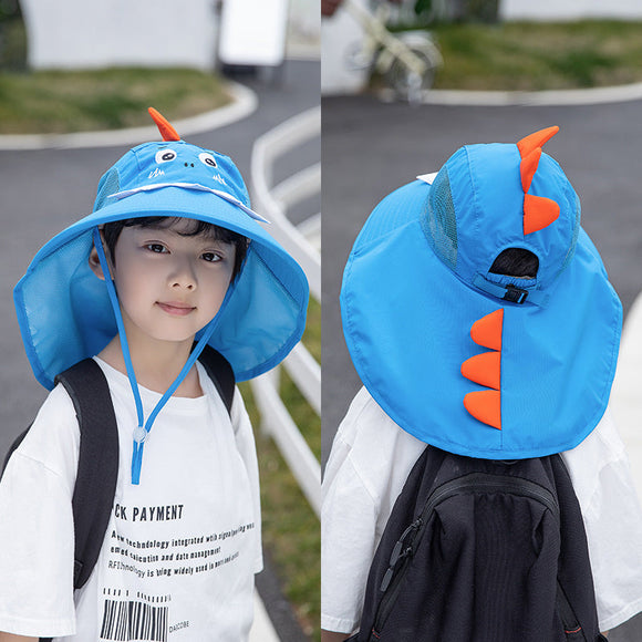 Kids Sun Hat UPF 50+Adjustable Wide Brim Beach Hats with Whistle