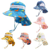 Kids Sun Protection Hat Adjustable Kids Hat Wide Brim Sun Hat with Chin Strap