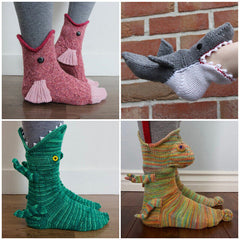 Christmas Novelty Animal Knit Crocodile Chameleon Fish Shark Socks