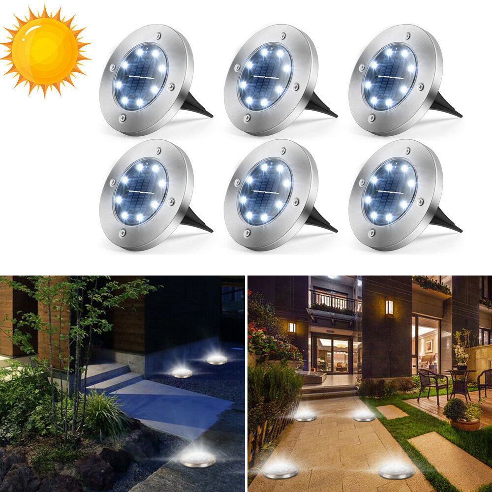 LED Solar Power Ground Lights Waterproof Lawn Path Lamp
