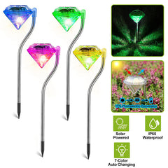 7-Color Changing LED Diamond Solar Stake Lights