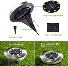 LED Solar Power Ground Lights Waterproof Lawn Path Lamp