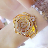Bee Sister Luxury All Crystal Rhinestone Stylish Women Quartz Wristwatch Butterfly Bracelet